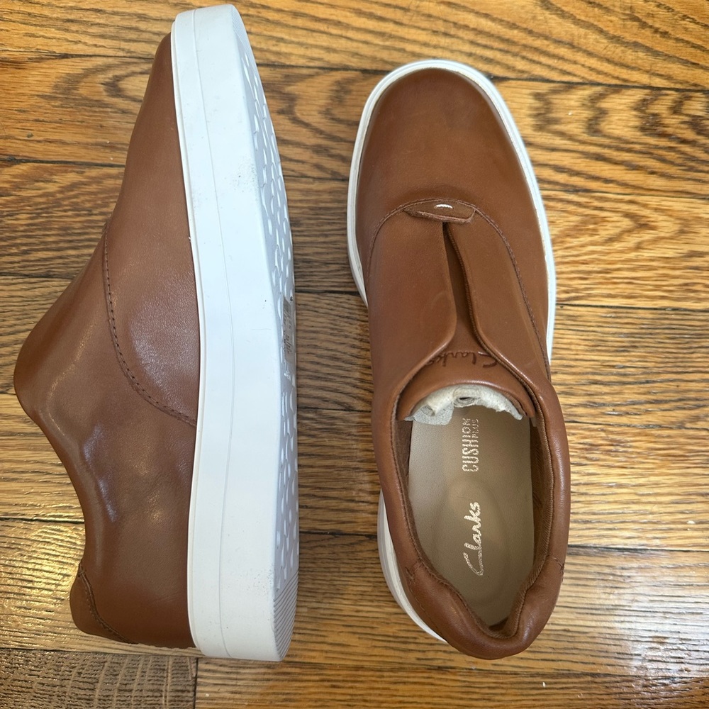 Leather platform slip-ons
